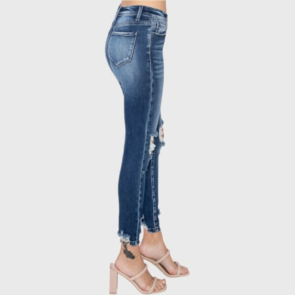 High Rise Ankle Skinny with Distressed Hem - Image 4