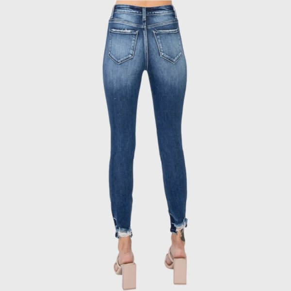 High Rise Ankle Skinny with Distressed Hem - Image 5
