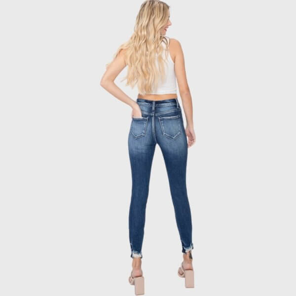 High Rise Ankle Skinny with Distressed Hem - Image 7