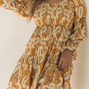 Paisley Boho Long Sleeve Dress