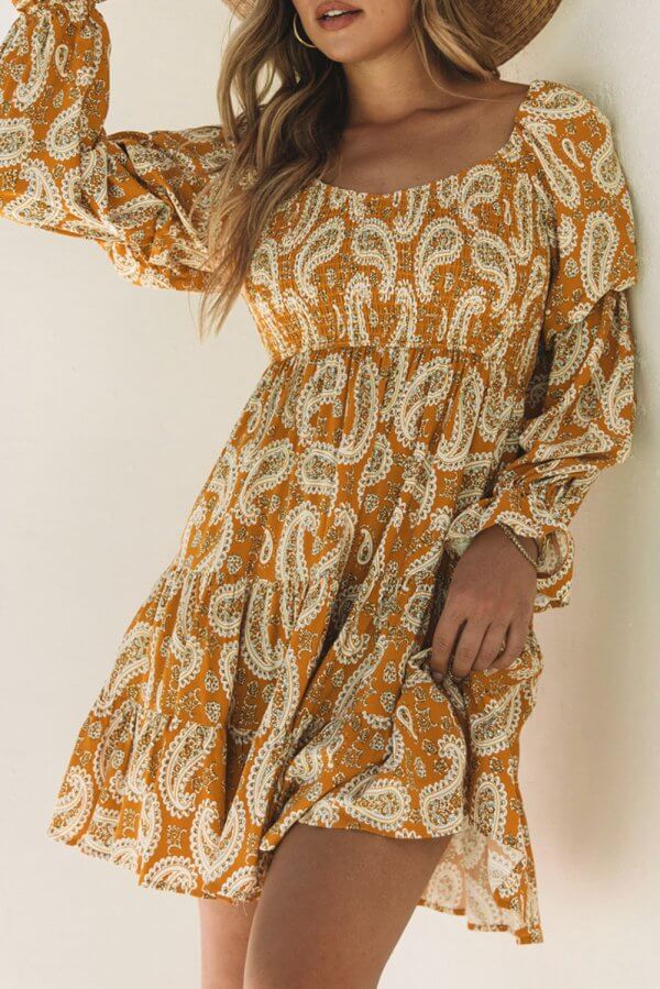 Paisley Boho Long Sleeve Dress