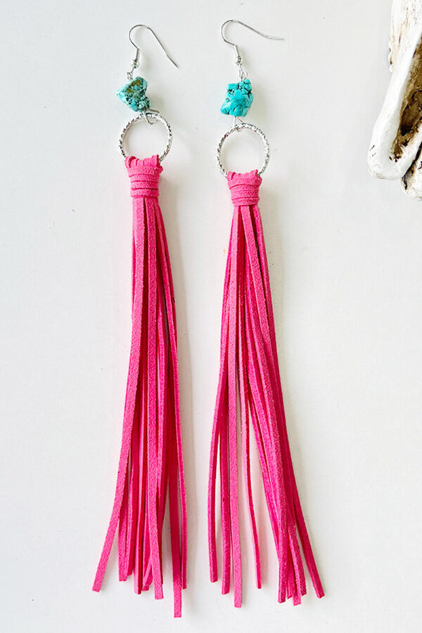 Pink Fringe Earrings