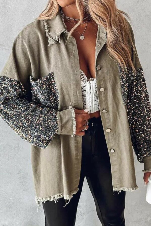 Oversized Sequin Sleeve Shacket - Image 3