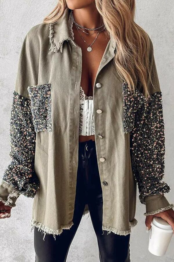 Oversized Sequin Sleeve Shacket - Image 2
