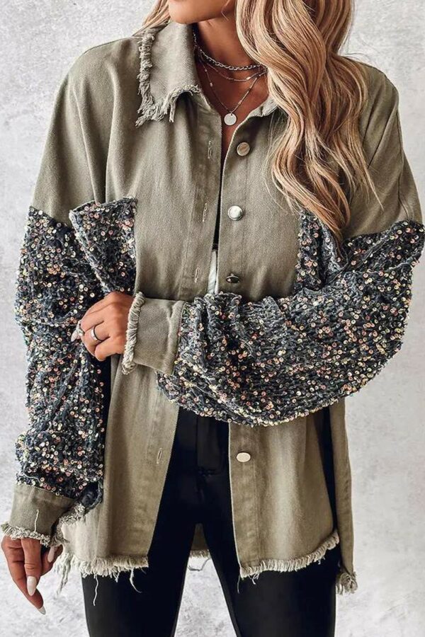 Oversized Sequin Sleeve Shacket