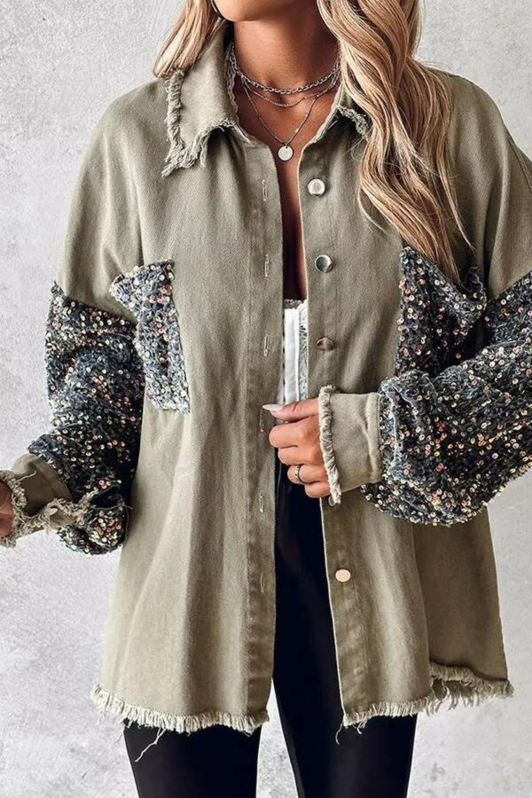 Oversized Sequin Sleeve Shacket - Image 4
