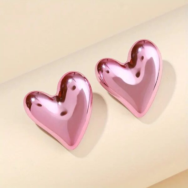 Metallic Heart Earrings - Image 2