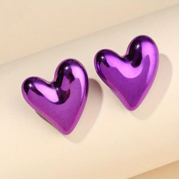 Metallic Heart Earrings - Image 3