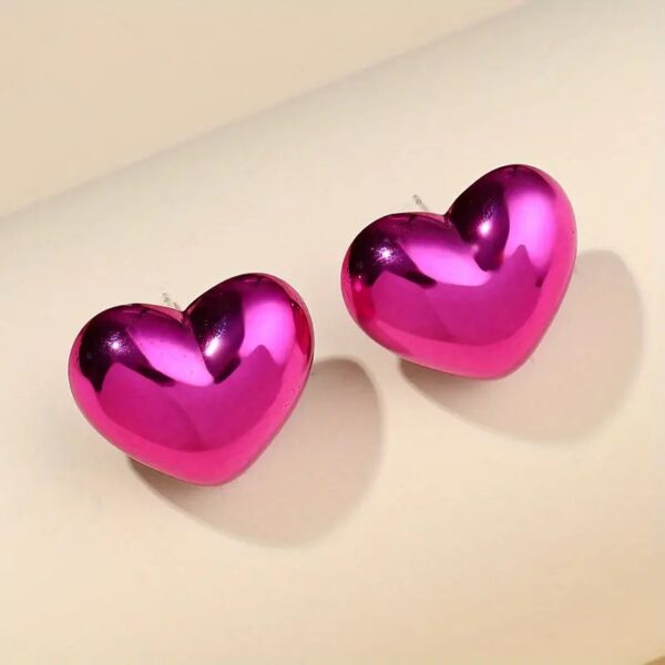 Small Metallic Heart Earrings - Image 6