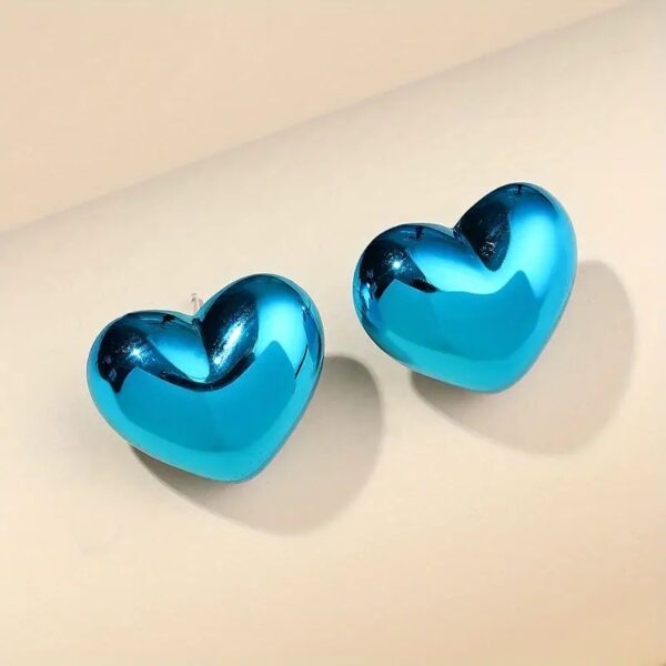 Small Metallic Heart Earrings - Image 2