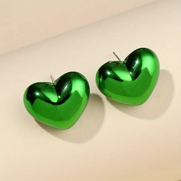Small Metallic Heart Earrings - Image 7