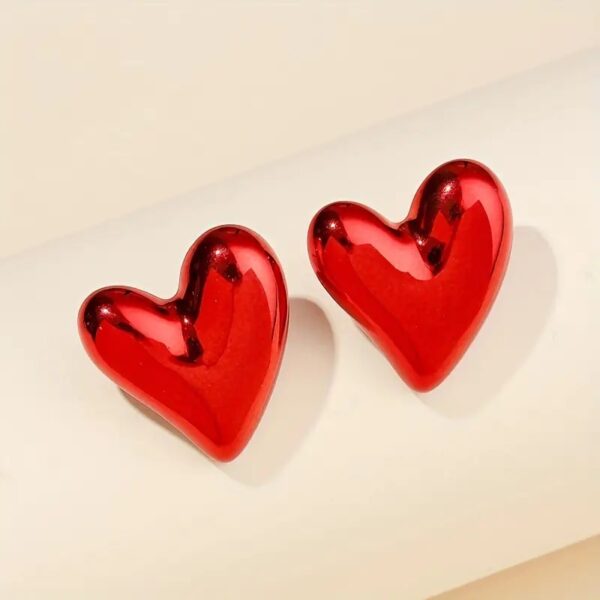 Metallic Heart Earrings - Image 5