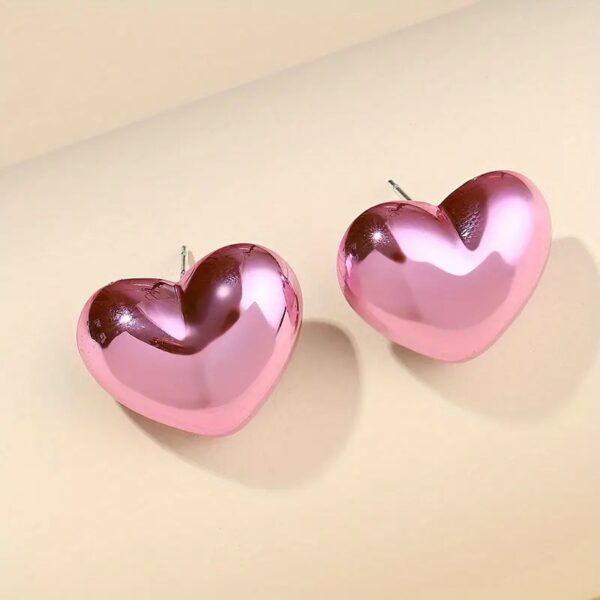 Small Metallic Heart Earrings - Image 4