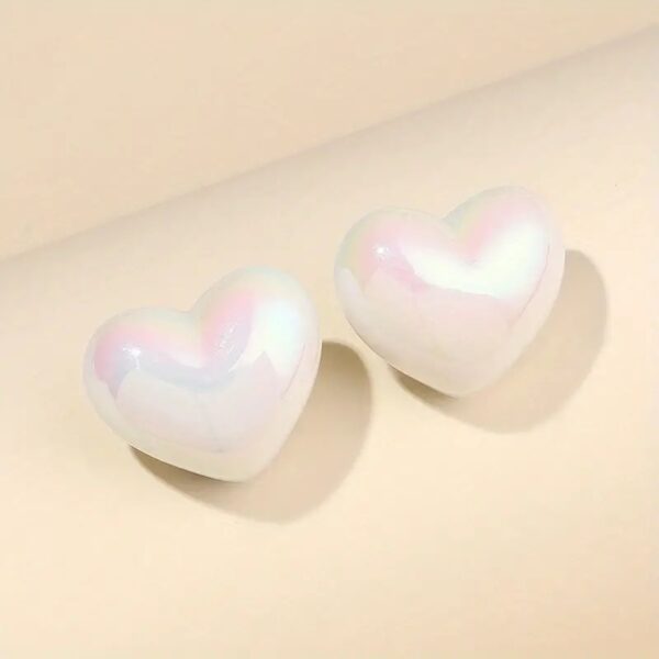 Small Metallic Heart Earrings - Image 5
