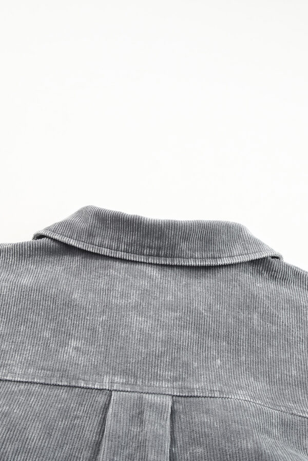 Gray Vintage Mineral Wash Oversized Shacket - Image 3