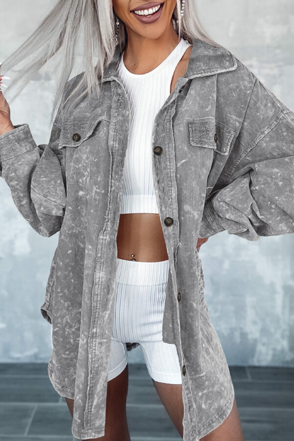 Gray Vintage Mineral Wash Oversized Shacket