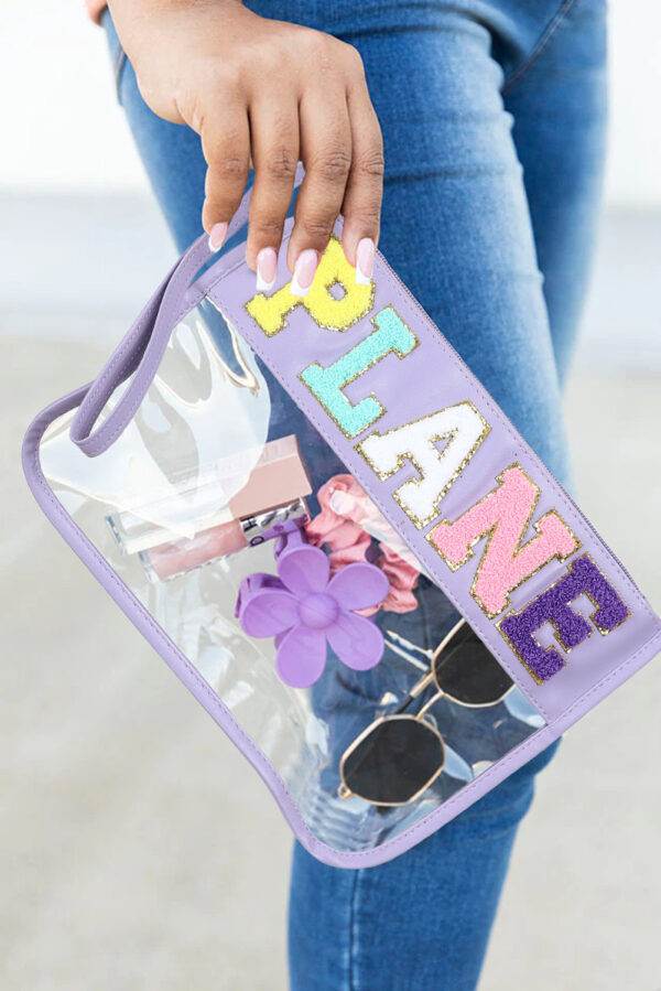 Chenille Letter Clear Zippered Pouch Bags - Image 6