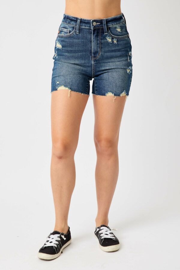 Judy Blue H/W Mild Destroy Cut Off Mid Length Shorts