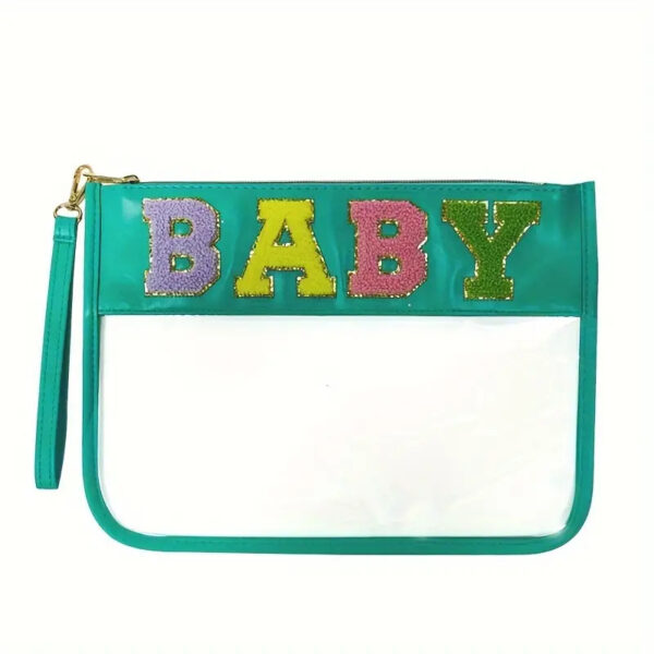 Chenille Letter Clear Zippered Pouch Bags - Image 9