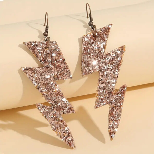 Gold Lightning Bolt Earrings - Image 2