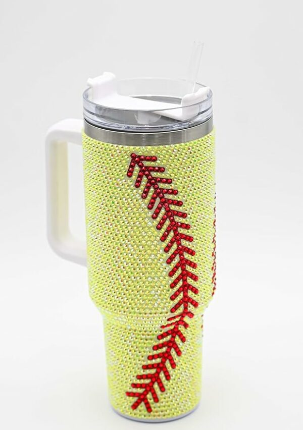 Softball Rhinestone Studded 40oz Tumbler