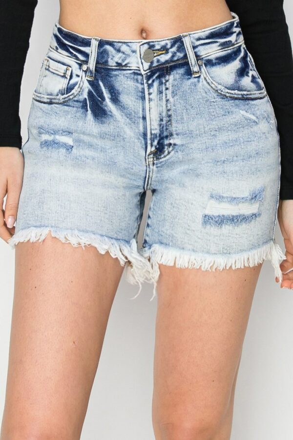 Risen High Rise Acid Wash Shorts