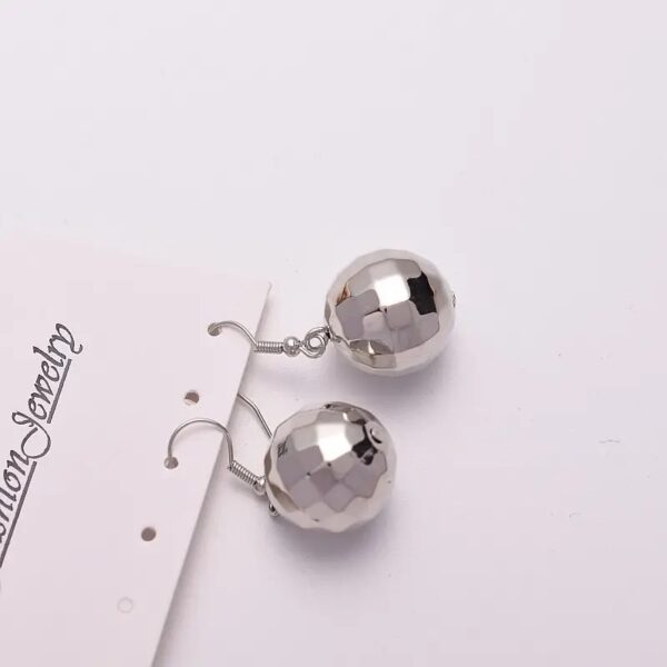 Silver Disco Ball Earrings - Image 2