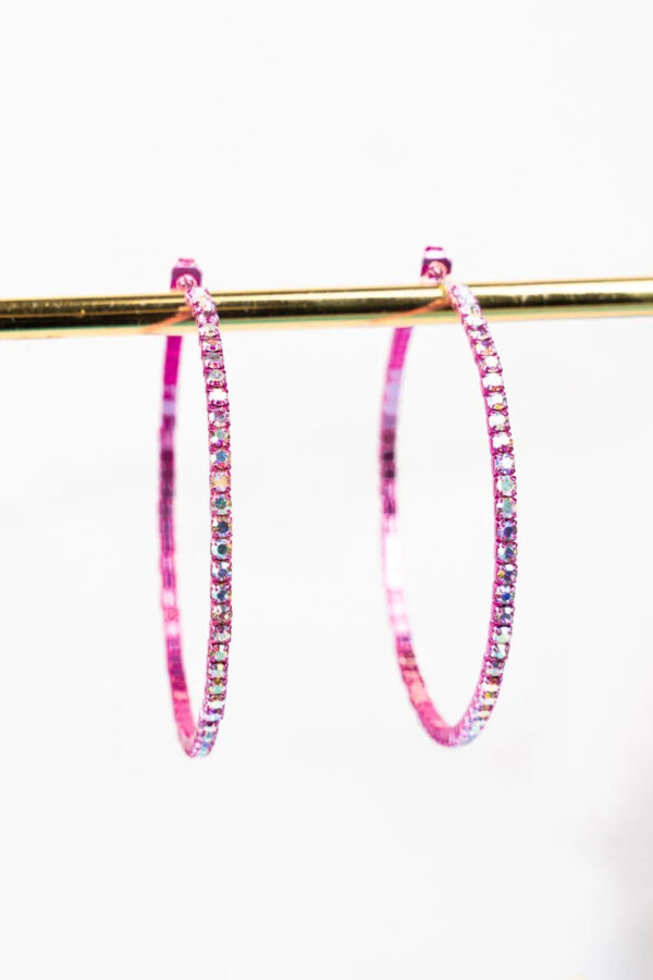 Iridescent Pink Hoop Earrings