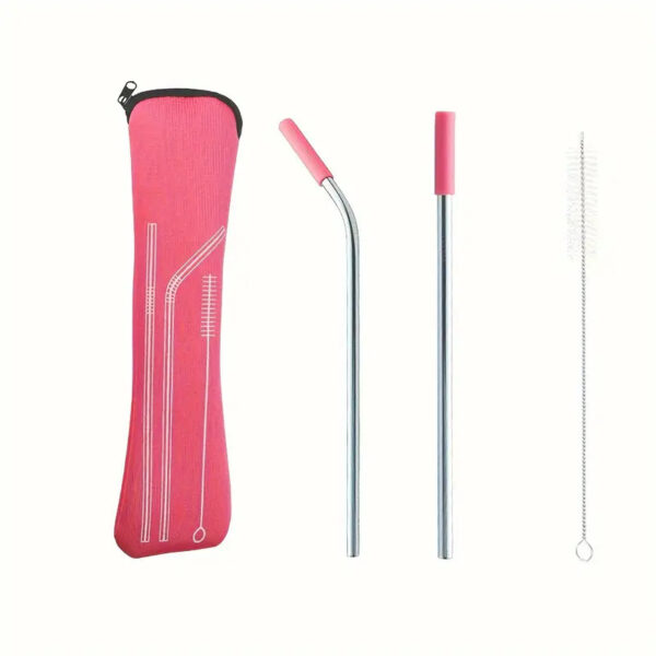 2pc Stainless Steel Straw Set - Image 2
