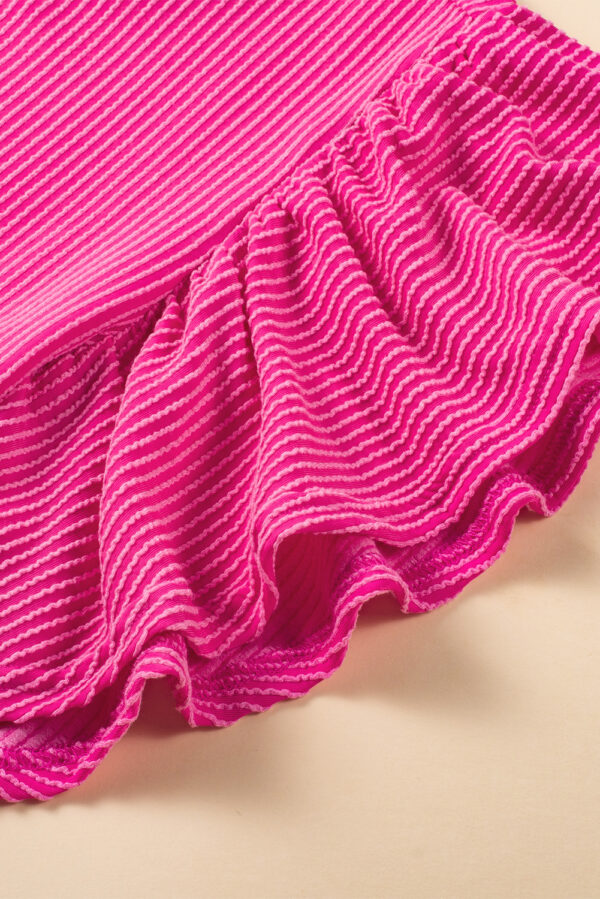 Pink Textured Flutter Sleeve Dress - Image 3