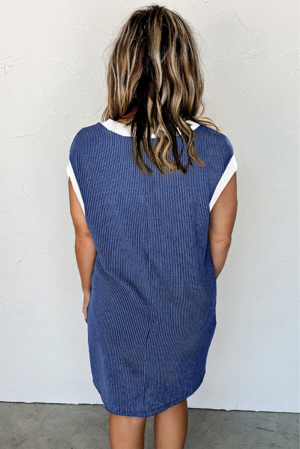 Royal Ribbed Cap Sleeve T-Shirt Dress - Image 2