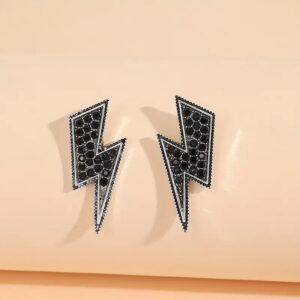 Rhinestone Lightning Bolt Earrings