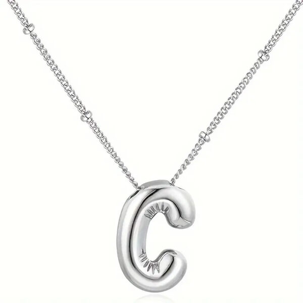 Silver Initial Bubble Necklace - Image 5