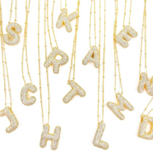 Gold Rhinestone Initial Necklace