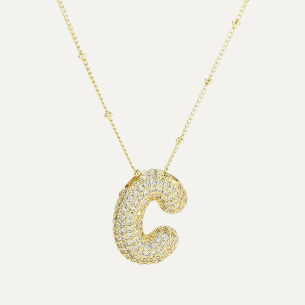 Gold Rhinestone Initial Necklace - Image 8