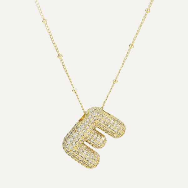 Gold Rhinestone Initial Necklace - Image 7