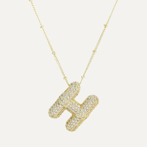 Gold Rhinestone Initial Necklace - Image 5