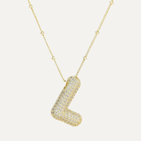 Gold Rhinestone Initial Necklace - Image 10