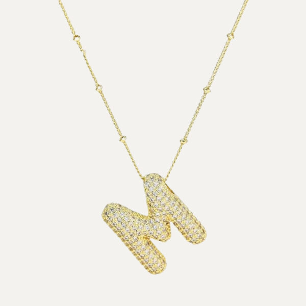 Gold Rhinestone Initial Necklace - Image 9