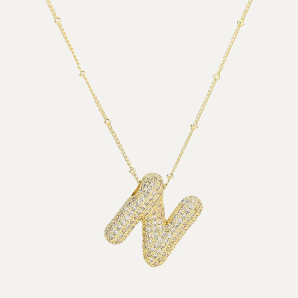 Gold Rhinestone Initial Necklace - Image 6