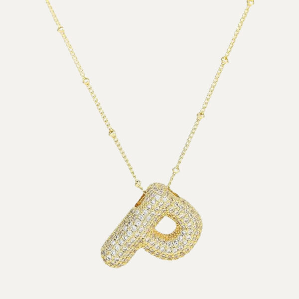 Gold Rhinestone Initial Necklace - Image 11