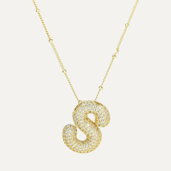 Gold Rhinestone Initial Necklace - Image 4