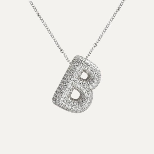 Silver Rhinestone Initial Necklace - Image 8