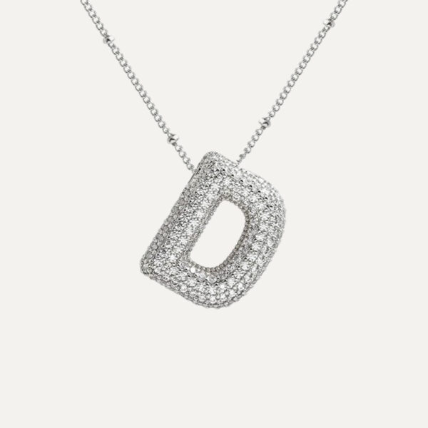 Silver Rhinestone Initial Necklace - Image 3