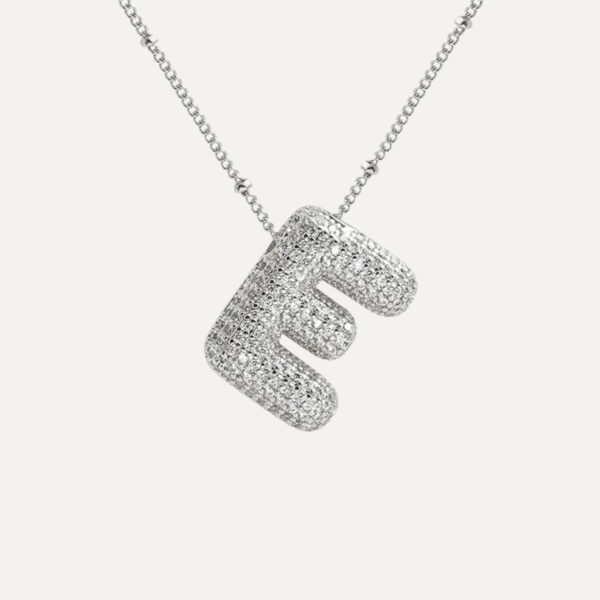 Silver Rhinestone Initial Necklace - Image 2