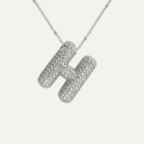 Silver Rhinestone Initial Necklace - Image 10