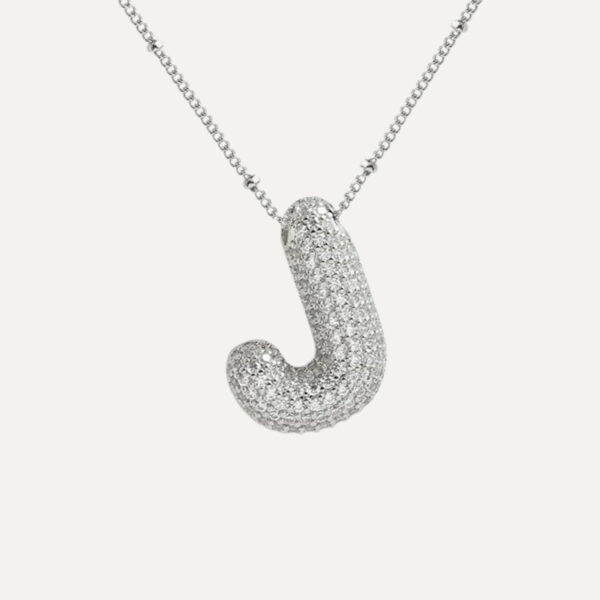 Silver Rhinestone Initial Necklace - Image 12