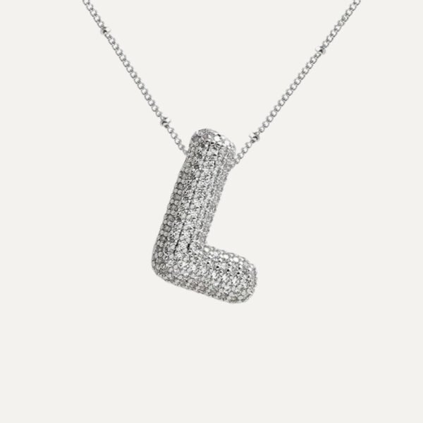 Silver Rhinestone Initial Necklace - Image 7