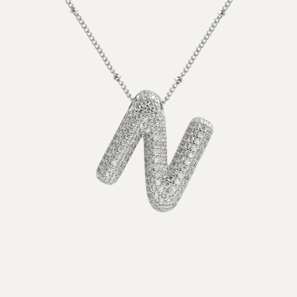 Silver Rhinestone Initial Necklace - Image 6
