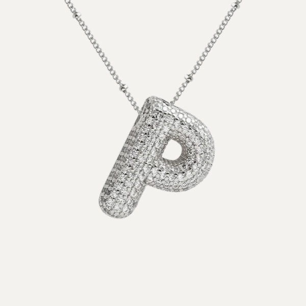 Silver Rhinestone Initial Necklace - Image 11